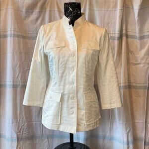 Linea Louis Dell’Olio Xs Ivory Tiger Stripe Jacquard Weave Short Jacket‎ MINT!